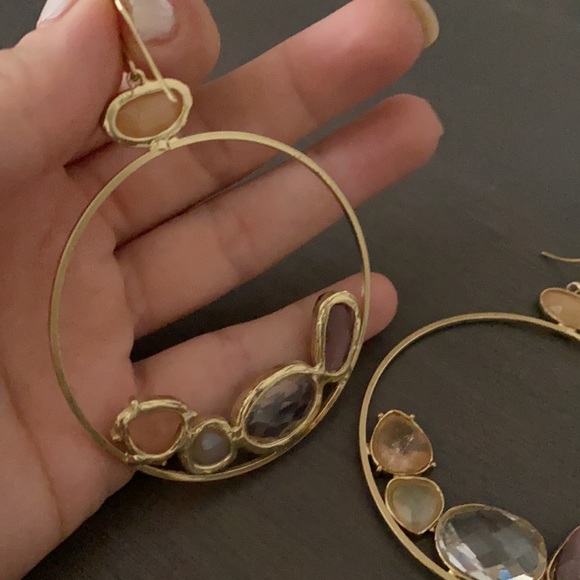 Anthropologie stone hoop earrings - Picture 2 of 3